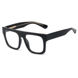 Cubojue Vintage Frame Glasses Male Women Oversized Eyeglasses Frames Men Ladies Flat Top Fashion Eyewear Transparent Lens Black