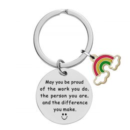 Metal May You Be Proud Of The Work Keychain Inspiration Letter Print Pendant Gifts