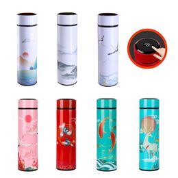 Creative Painted Water Bottle 304 Stainless Steel Coffee Mug Smart Colour Changing Temperature Vacuum Flask gift