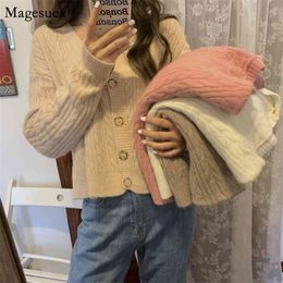 Autumn Korean Loose Women Sweaters Coat Single-Breasted Cardigan V-neck Long Sleeve Knitted Jacket 11647 210512