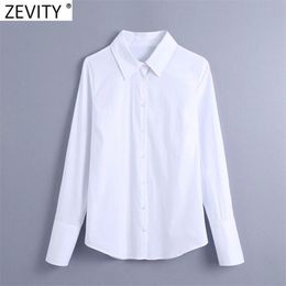 Women Basic Turn Down Collar Casual White Blouse Ladies Business Poplin Shirts Chic Femme Breasted Blusas Tops LS7542 210420