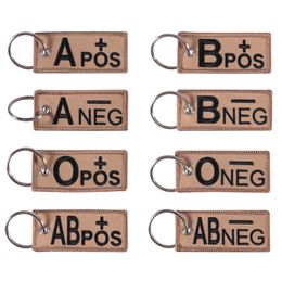 Blood Type Keychains A+ B+ AB+ O+ POS Negative NEG Military Both sides Emergency Weave Fabric Keyring Jewelry Accessorie