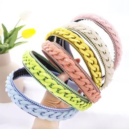 Colourful Acrylic Chain Hair Bands For Girls Kids Boutique INS Wide Plaid Headband Hair Hoop Hair Accessories