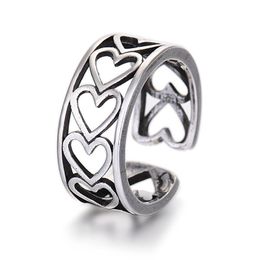 Cluster Rings Fashion Simple Love Ring Female Heart-shaped Open Trend Retro Jewellery
