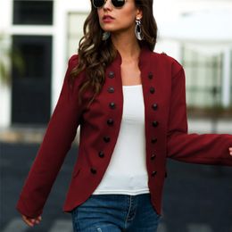 Autumn button Woollen jacket coats women Stand collar buckle double-sided Woollen irregular suit female s coat 210508