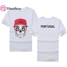 sugar skull t shirts UK - 2021 Portugal Sugar Skull Mens Ronaldo T Shirts Cotton T-shirt Fitness Brand Nation Emblem Clothes Country Flag Tees Summer H0913