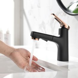 Zinc alloy multifunctional universal pull-out faucet with mixed single handle and 360 degree rotation Chromium plating on refined copper Many colors