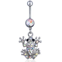 YYJFF D0727 Frog Clear AB Color Belly Navel Button Ring