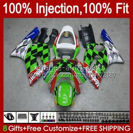 Injection Mold Kit For KAWASAKI NINJA ZX-636 ZX600 ZX 6R 6 R 600 CC 03-04 Body 8No.16 ZX 636 600CC ZX6R 03 04 ZX600C ZX636 ZX-6R 2003 2004 Fairing OEM Bodywork green stock