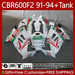 Fairings +Tank For HONDA CBR 600 600F2 CBR600 F2 FS CC 1991 1992 1993 1994 Green red Body 63No.141 CBR600F2 600CC 600FS 91-94 CBR600-F2 CBR600FS 91 92 93 94 Bodywork Kit