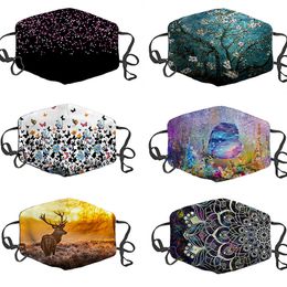 Fresh Fashion Flower Animal Printing Mask Dustproof Anti-smog 3D Digital Printing Cotton faceMasks