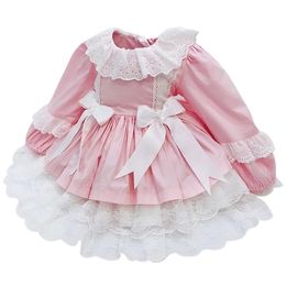 Spanish Girls Boutique Dress Baby Birthday Party Dresses Kids Lace Bow Gown Toddler Girl Princess Lolita Robe Infant Clothing 210331