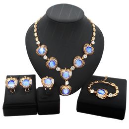 -YULAILI L'ultimo set di gioielli opalli blu e romantico donna austriaca stile di alta qualità set di design di stile di alta qualità accessori orecchini collana