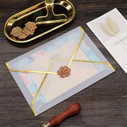 NEWNew White Translucen Envelopes Bronzing Wedding Invitation Card Sets Gift Wrapping Envelope Storage Gift Letter Paper Bag RRD11985