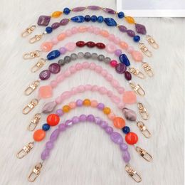 Beautiful Stone Bead Chains Colorful Elegant Handbag Handle Straps Extension Beaded Chain Bags Fashion Accessories