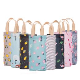 Waterproof Tote Bag Thermos Cup Holder Portable Oxford Cloth Printed Umbrella Hand Carrying Water Bag