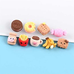 fake food UK - 10Pcs Mini Cute Simulation Candy Biscuits Donuts Flat Back Resin Kawaii Fake Food Craft DIY Hair Accessories Phone Case Decor 220111