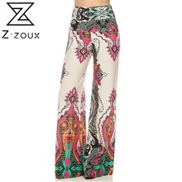 Women Pants Capris Printed Wide Leg Fashion Loose High Waist Trousers Plus Size Long Summer Beach 210524