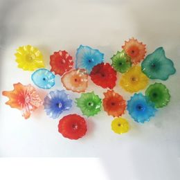 Multi Coloured Flower Lamp Handmade Blown Glass Wall Decor Plates European Style Customised Murano Living Dining Room Decoration 20 to 45 CM