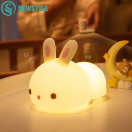 Novela Regulable Cute Bear Rabbit Mini Led Recargable Usb Luz Nocturna Luces Led Para El Hogar Lámpara De Bebé Cumpleaños Regalo De Navidad Conejo Cony 