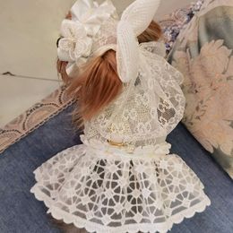Pet Vest White Lace Dresses Pearl Bow Pets Skirt Dog Apparel Wedding Party Style Dogs Leashes Clothing
