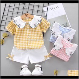 Clothing Baby Kids Maternity Drop Delivery 2021 Born Ensembles Summer Plaid Shirt Baby Suit Shorts Girls Birthday Clothes Outerwear Sets Lb6Q