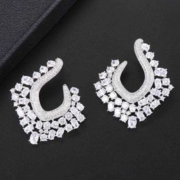 KellyBola Luxury Brand Cubic Zirconia Women Bridal Wedding Stud Earrings Boucle D'Oreille Femme