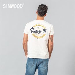 SIMWOOD summer new t-shirt men fashion letter print 100% cotton plus size tees breathable quality tees SJ120584 210410
