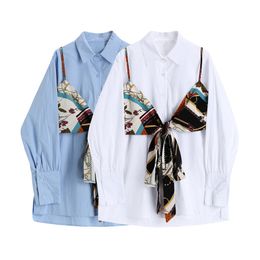 Women's Blouse Shirt Two Piece Suit Long Sleeve Fashion Casual Streetwear Loose Blusas Autumn Fall Ladies Office Blouses Top 210417