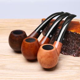 handmade tobacco smoking pipes Canada - Briar Wood Tobacco Pipe Handmade High Quality Smoking Pipes With Bent Acrylic Mouthpiece aa0008