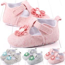 First Walkers Toddler Baby Girls Princess Walk Sun Flower Cotton Fabric Shoes Fashion Solid Hook & Loop Shallow