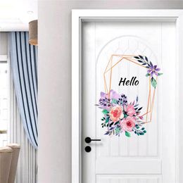 Wall Stickers Creative English Door Flowers Home Decorative Decals Living Room Background Poster Art Murals