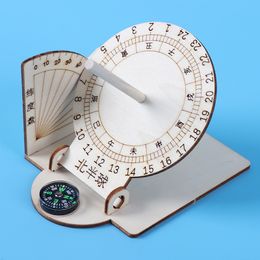 Students wooden science technology small invention DIY sun clock sundial science and education puzzle hand-assembled materials