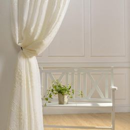 Curtain & Drapes Geometric Chinese Embroidery White For Living Room Minimalism Sheer Tulle Kitchen Balcony