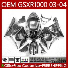 OEM Fairings 100%Fit For SUZUKI 1000CC K3 GSX-R1000 03-04 Body 67No.207 GSXR 1000 CC GSXR1000 White flames 2003 2004 K 3 GSX R1000 GSXR-1000 03 04 Injection mold Bodywork