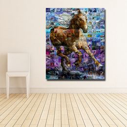 Abstract Animal Painting Impression Running Horse Painting Wall Poster Prints For Living Room Home Decor Canvas Art