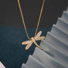 Sterling Silver Box Chain Dragonfly Charm Necklaces For Women Party Jewellery