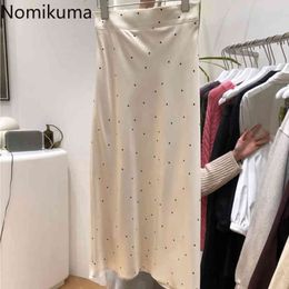 Nomikuma High Waist Polka Dot Skirt Women Arrival Korean Style A Line Mid Calf Skirts Female Elegant Fashion Faldas 210514