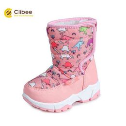 CLIBEE Kids Winter Snow Boots Toddler Little Boys Girls Warm Waterproof Ankle Boots Unisex Childrens Plush Outdoor Hiking Shoes 211108