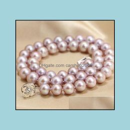 Beaded Necklaces & Pendants Jewellery 9-10Mm Natural Purple Pearl Necklace 18 Inch 925 Sier Clasp For Women Drop Delivery 2021 Mq7Jb