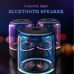 TWS Ambient Portable Wireless Stereo Speaker Bluetooth Breathing light subwoofer with Transparent Design Breathing TF Card