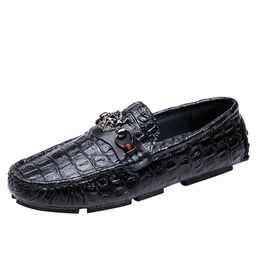 2022Man New Fashion Casual Shoe Hombre Breathable Leather Loafer Moccasin Man Slip-on Flats Driving Shoe Male Boat Sneaker