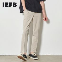 IEFB Summer Business Trousers Men's Loose Straight Ankle Length Pants Vertical Korean Men's Thin Khaki Casual Suit Pants 9Y7655 210524