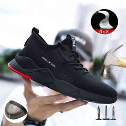 Çalışma Ayakkabıları Erkek Işık Sneakers Güvenlik Rahat Büyük Boy Anti-Smashing Smual Toe Rahat Kaymaz Delinme 210826