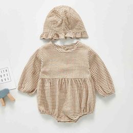 Baby Girl One Piece Crawl Clothing Romper Fashion Outfits Have Hat Little Girls Long Sleeves 210429