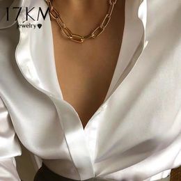 17km большие цепные колье ожерелья для женщин мужчины винтажные геометрические золотые ожерелье коренастые толстые мода женские ювелирные изделия свадьба подарок