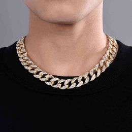 Collar Collier Statement Necklace for Women 2021 Miami Curb Cuban Chain Iced Out Rhinestone Rapper Necklaces Men Hip Hop Jewelry