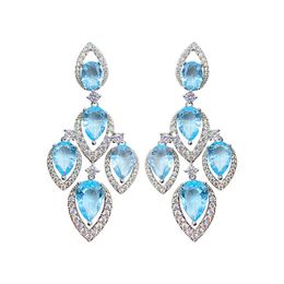 Shining Crystal Wedding Water Drop Dangler Luxury Jewellery Roamantic Sweet Bridal Pendant Earings Brand Earring