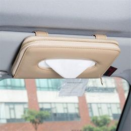 Tissue Boxes & Napkins Auto Car Box Sun Visor PU Leather Holder Clip Paper Napkin Cover For Interior Accessories