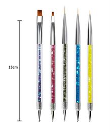 Wholesale Double-Ended Nail Art Tools, 5 PCS Design Kit Liner Brush and Dotting Pens for Home Salon